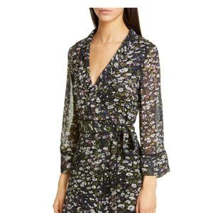 GANNI Gabby The Pav Asymmetrical Floral Print Wrap Midi Dress